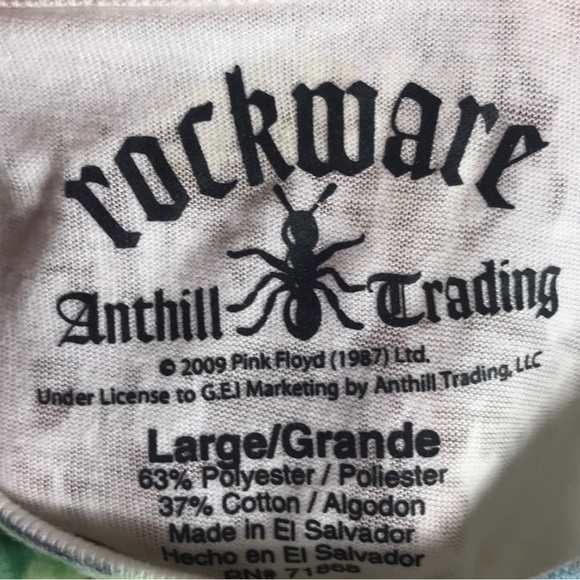 Pink Floyd Rockware Burn Out Graphic Print Image-Imposed T-Shirt. Size L. - Picture 2 of 7